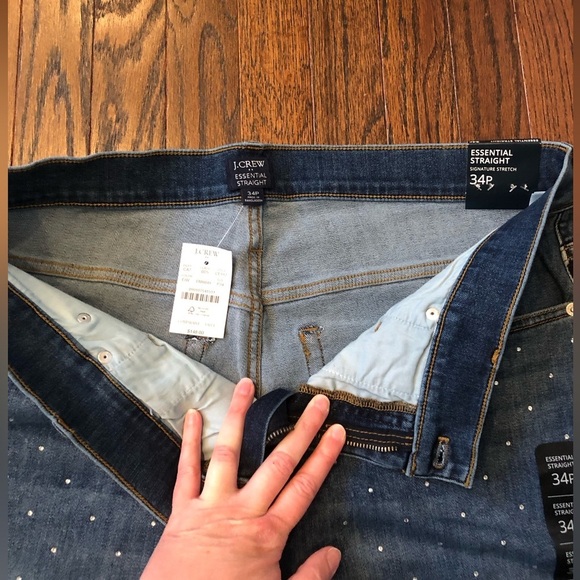 J. Crew Women’s 34P Petite Rhinestone Essential Straight Signature Stretch Jeans - Picture 11 of 15